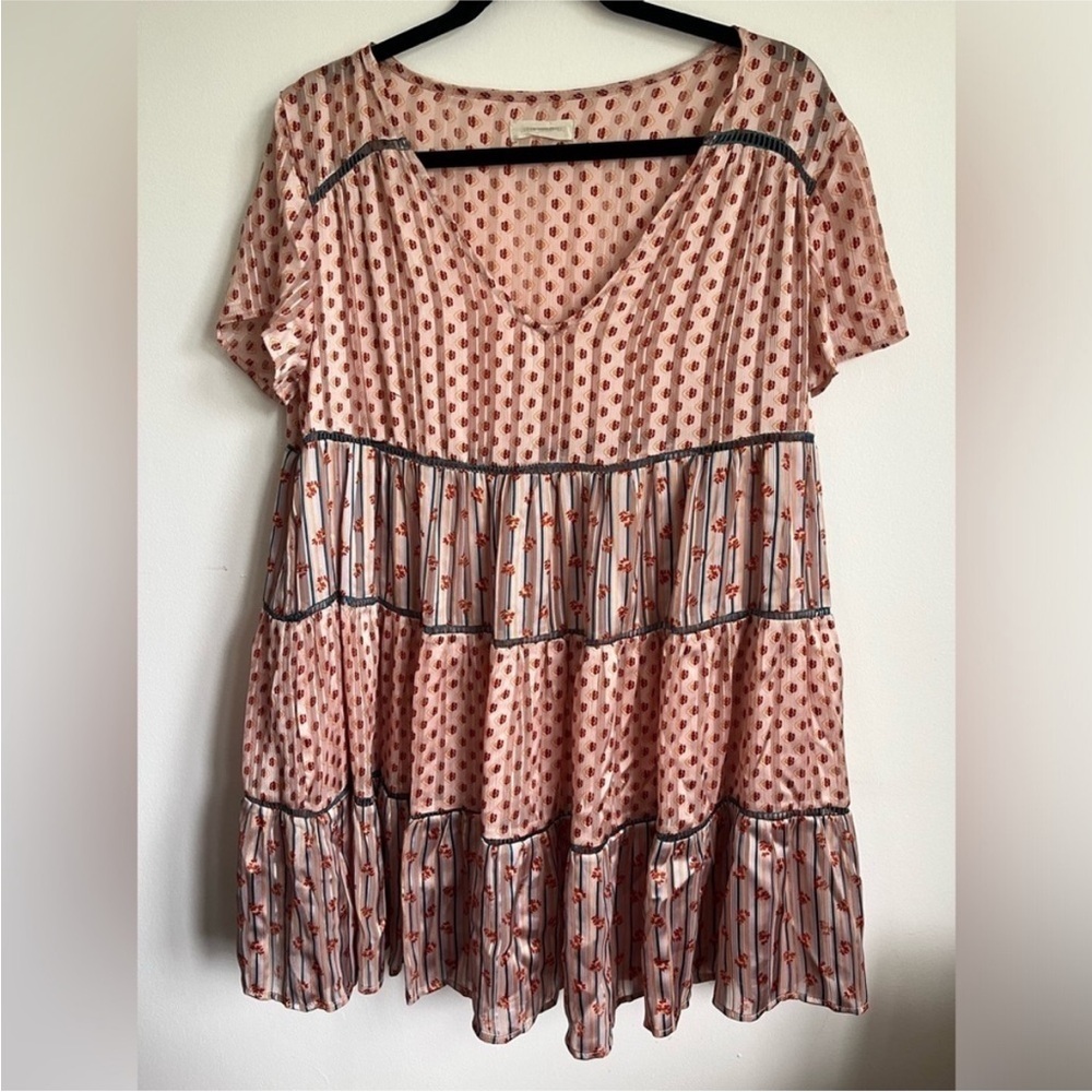 Urban Outfitters Mixed Print Pippa Chiffon Tiered Boho Floral Mini Dress - M